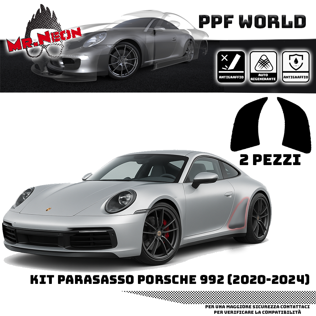 Set Parassassi PPF Anti-Sasso per Porsche 911 (992.1) – Coppia Protezioni Paraurti Posteriori