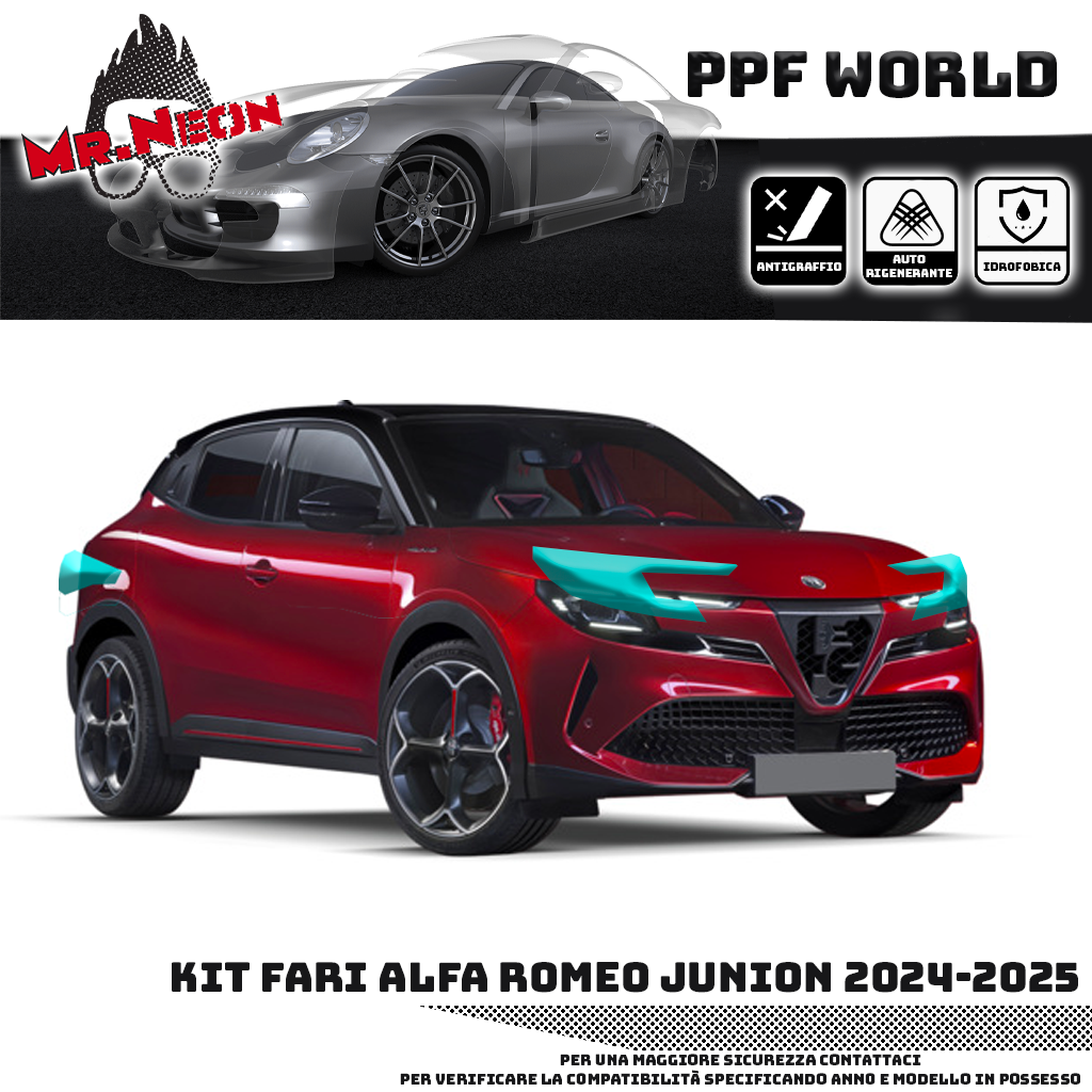 Kit Pellicola Protettiva Fari Alfa Romeo Junior (2024–2025) – PPF Pretagliato