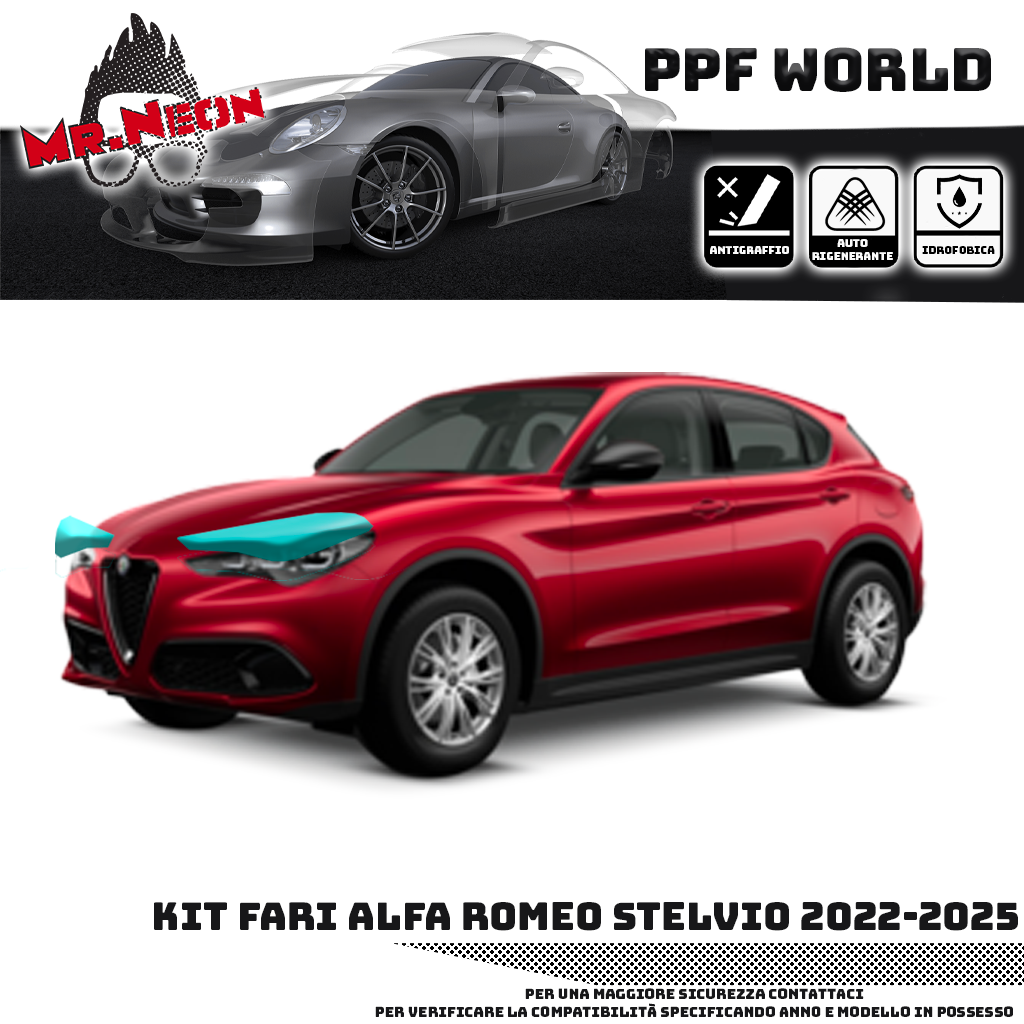 Kit Pellicola Protettiva Fari Alfa Romeo Stelvio (2022–2025) – PPF Pretagliato
