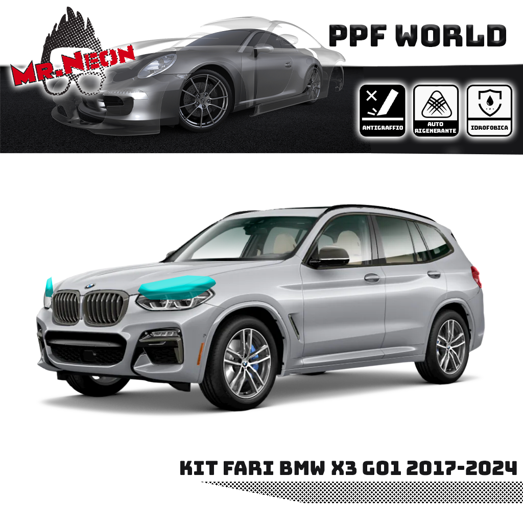 Kit Pellicola Protettiva Fari BMW X3 G01 2017-2025 – PPF Pretagliato