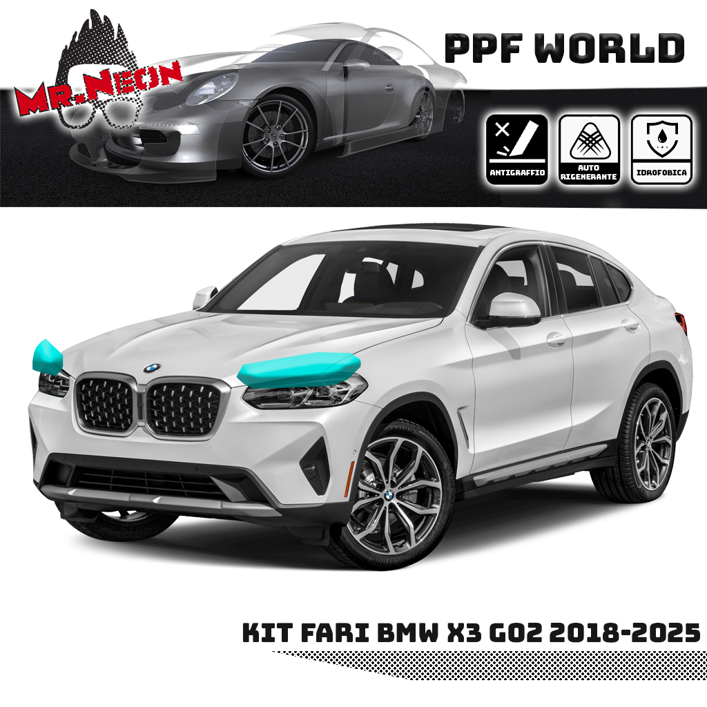 Kit Pellicola Protettiva Fari BMW X4 G02 2018-2025 – PPF Pretagliato