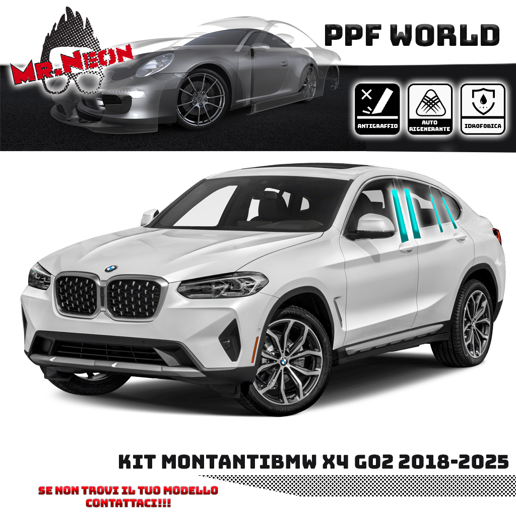 Kit Pellicola Protettiva Montanti BMW X4 G02 (2018–2024) – PPF Pretagliato