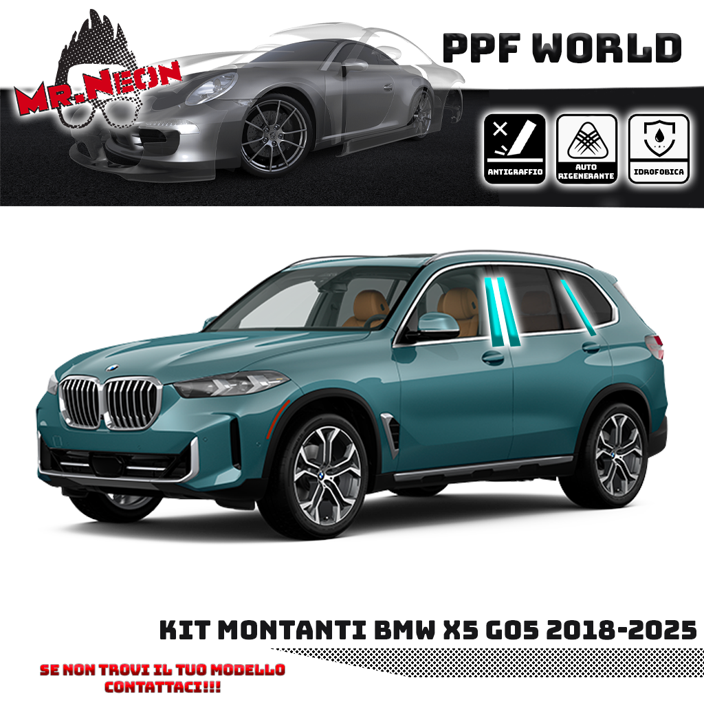 Kit Pellicola Protettiva Montanti BMW X5 G05 (2018–2025) – PPF Pretagliato