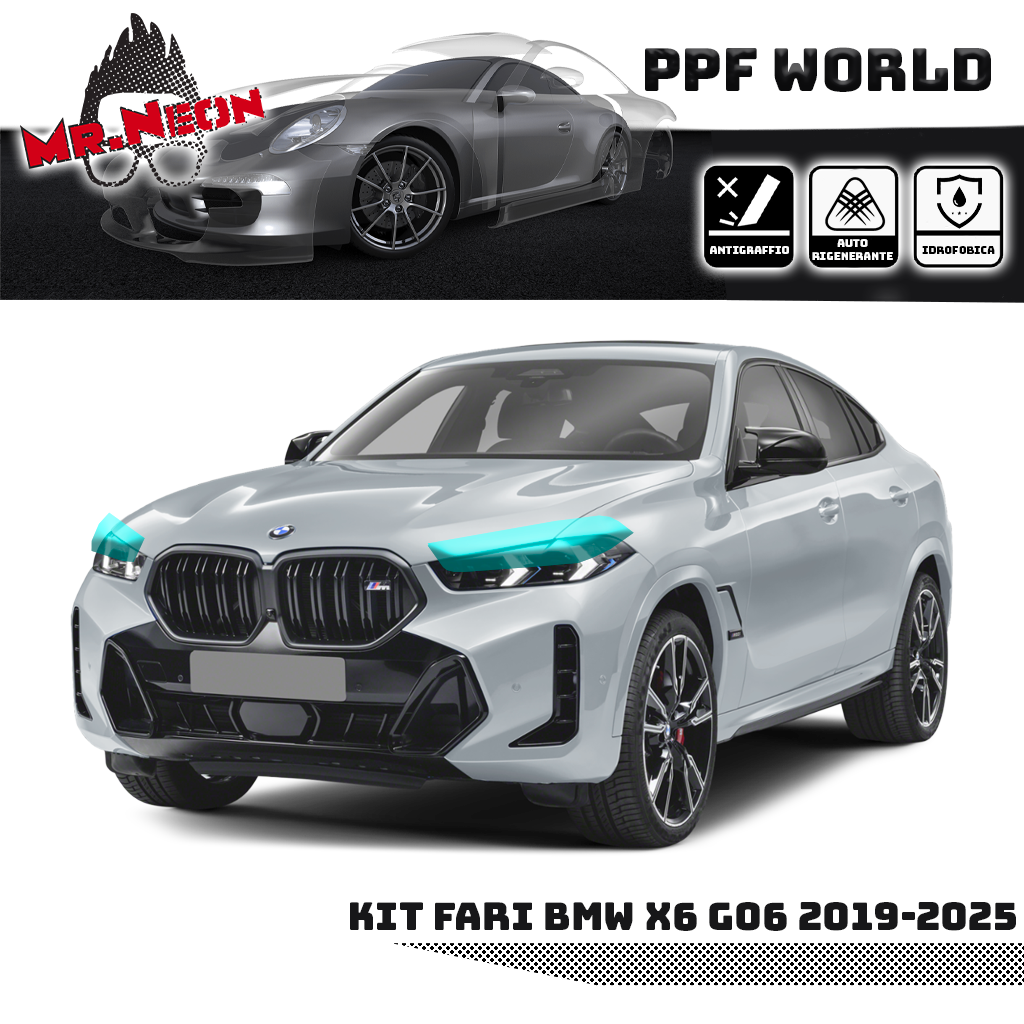 Kit Pellicola Protettiva Fari BMW X6 G06 2019-2025 – PPF Pretagliato