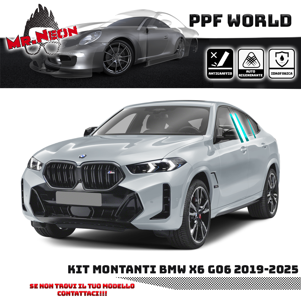 Kit Pellicola Protettiva Montanti BMW X6 G06 (2019–2025) – PPF Pretagliato