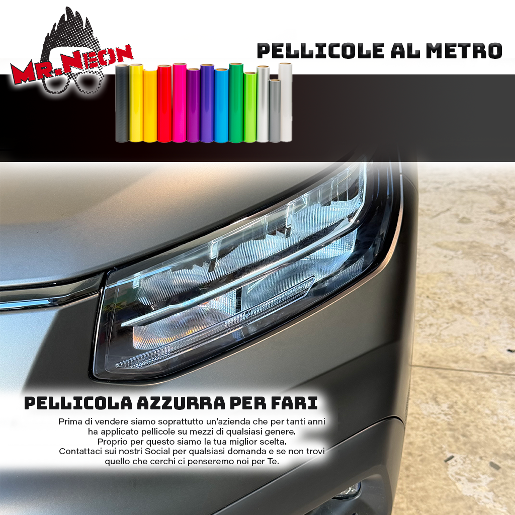 Pellicola Azzurrata TPH per Fari Auto – 30 cm Altezza – Vendita al Metro