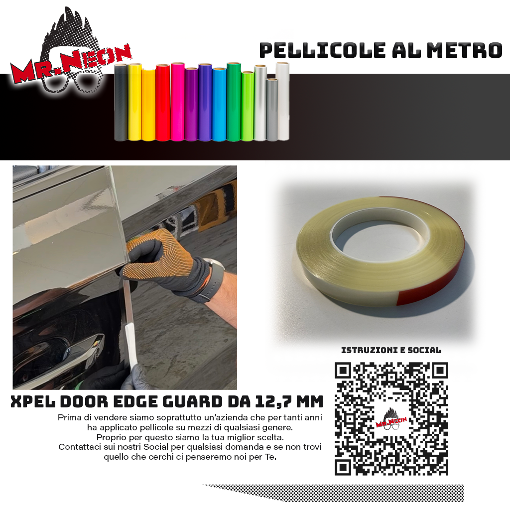 XPEL Door Edge Guard 12,7 mm × 30,48 m – Pellicola Protettiva Bordi Portiera