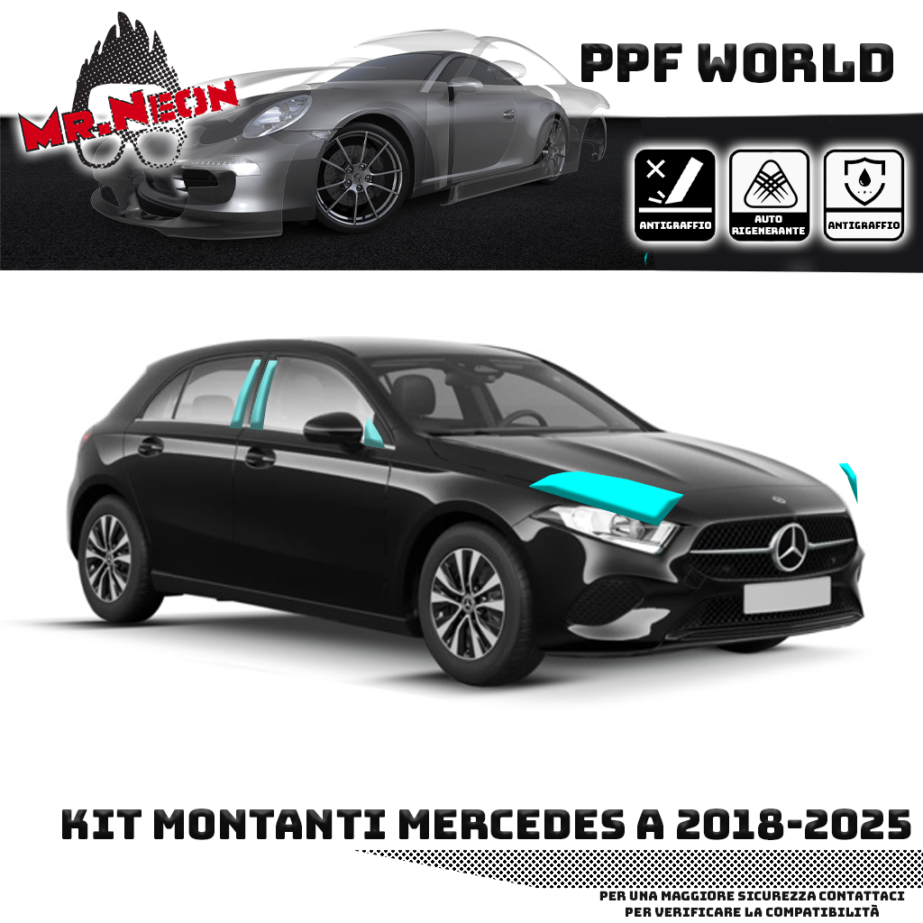 Kit Pellicola Protettiva Montanti – Mercedes A200 W177 (2018–2025)
