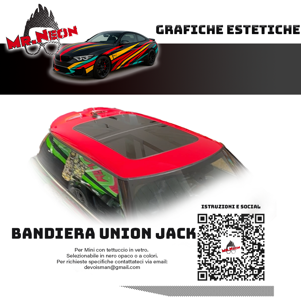 Adesivo Tetto Union Jack – MINI F56 (2014–oggi) – Nera Opaca / Colorata