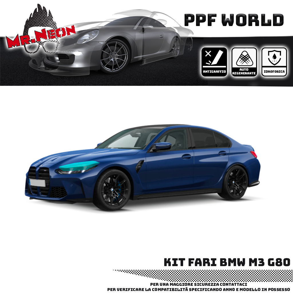 Kit Pellicola Protettiva Fari BMW M3 G80 2020-2025 – PPF Trasparente