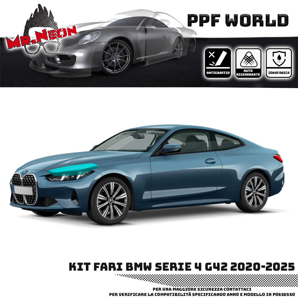 Kit Pellicola Protettiva Fari BMW Serie 4 G42 2021-2025 – PPF Pretagliato