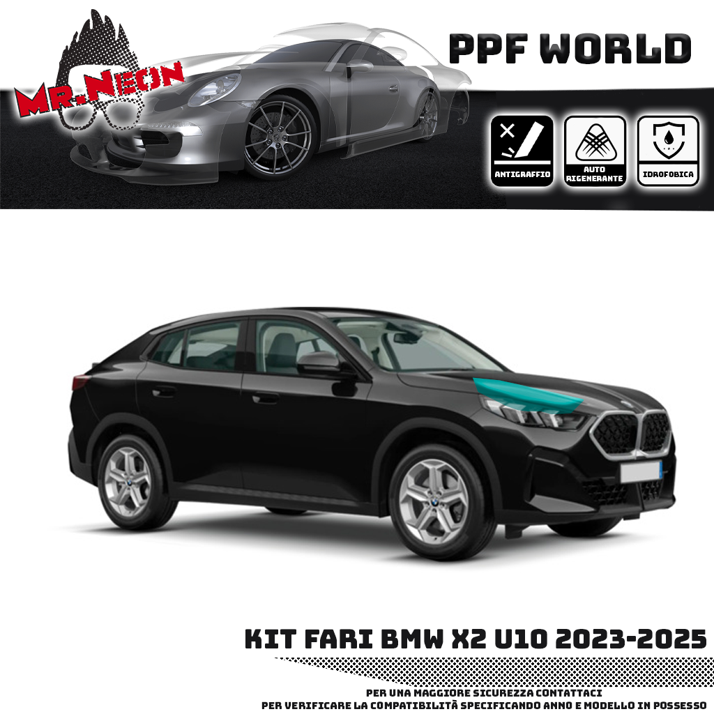 Kit Pellicola Protettiva Fari BMW X2 U10 2023-2025 – PPF Pretagliato