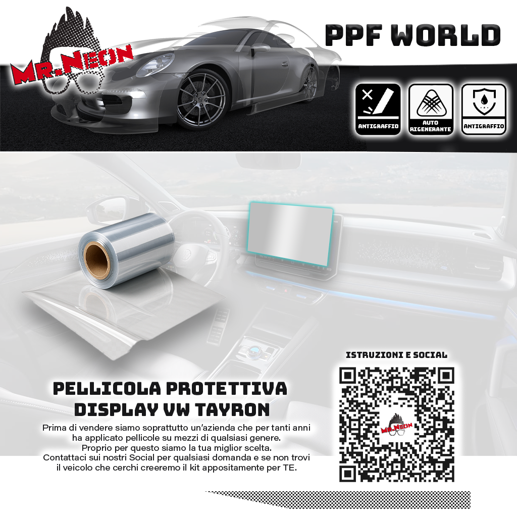 Pellicola Protettiva Display compatibile con VW Tayron 2025 – Kit PPF Pretagliato 194 µm