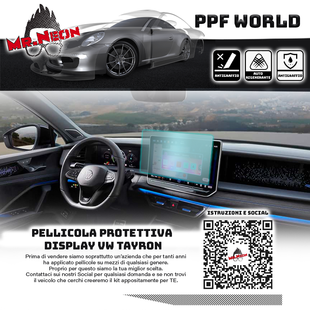 Pellicola Protettiva Display compatibile con VW Tayron 2025 – Kit PPF Pretagliato 194 µm