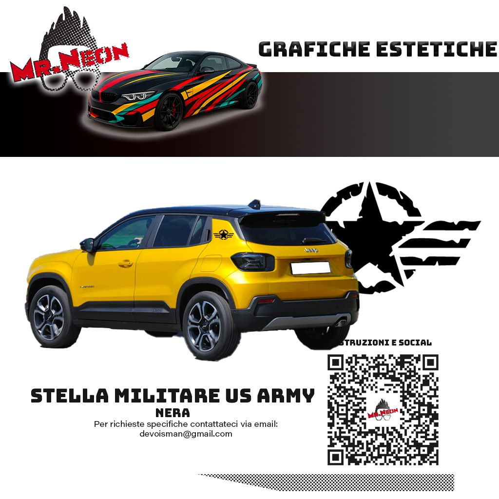Adesivo Stella Militare US Army – 15 / 25 / 50 cm – Nera o Verde Opaca