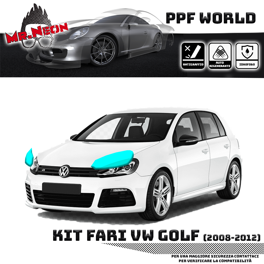 Kit Pellicola Protettiva Fari VW Golf 6 2008-2012 – PPF Pretagliato