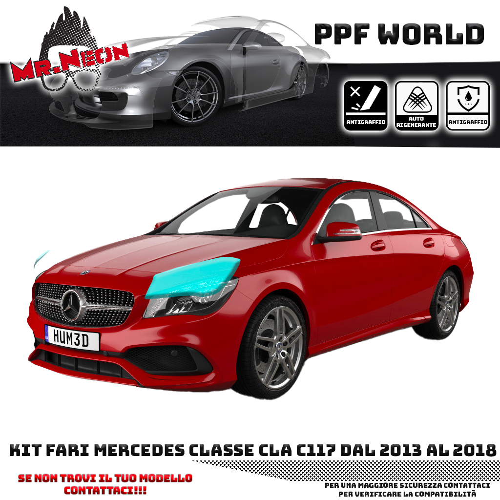 Kit Pellicola Protettiva Fari – Mercedes CLA C117 (2013–2018)