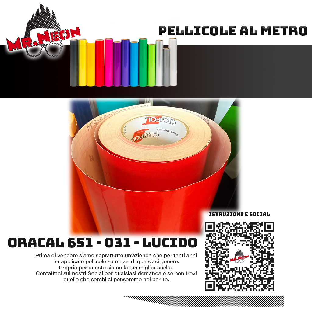 Pellicola adesiva Oracal 651 Rosso 031 – Vinile adesivo a metraggio