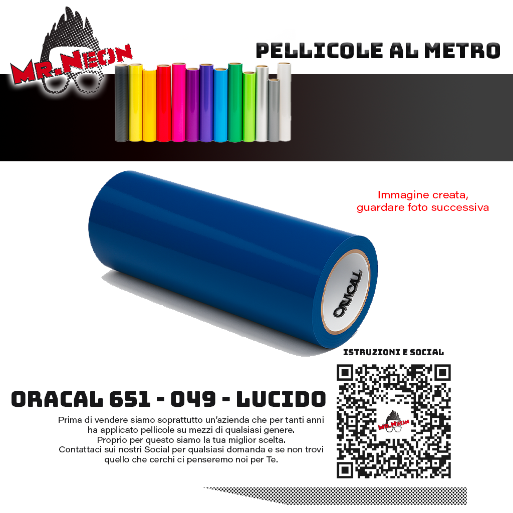 Pellicola adesiva Oracal 651 Blu 049 – Vinile adesivo a metraggio