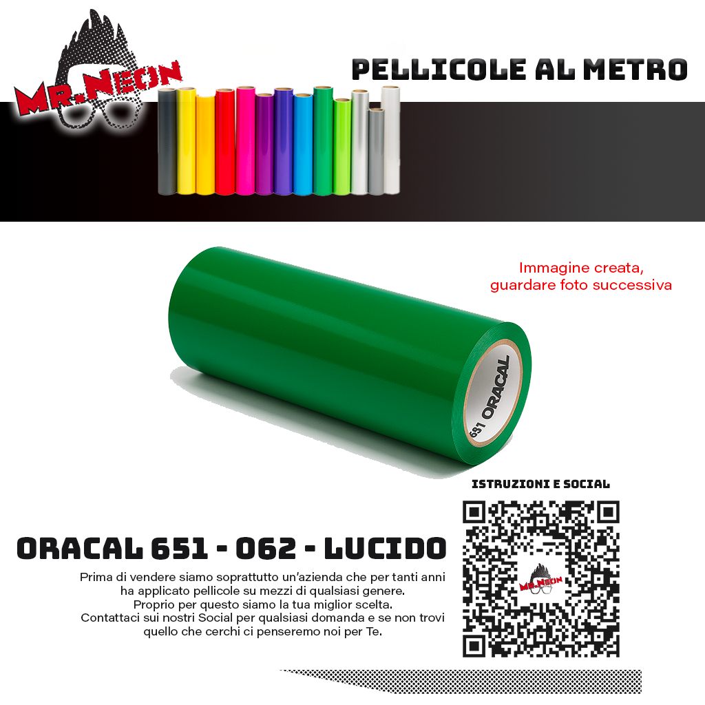 Pellicola adesiva Oracal 651 Verde Bandiera 062 – Vinile adesivo a metraggio