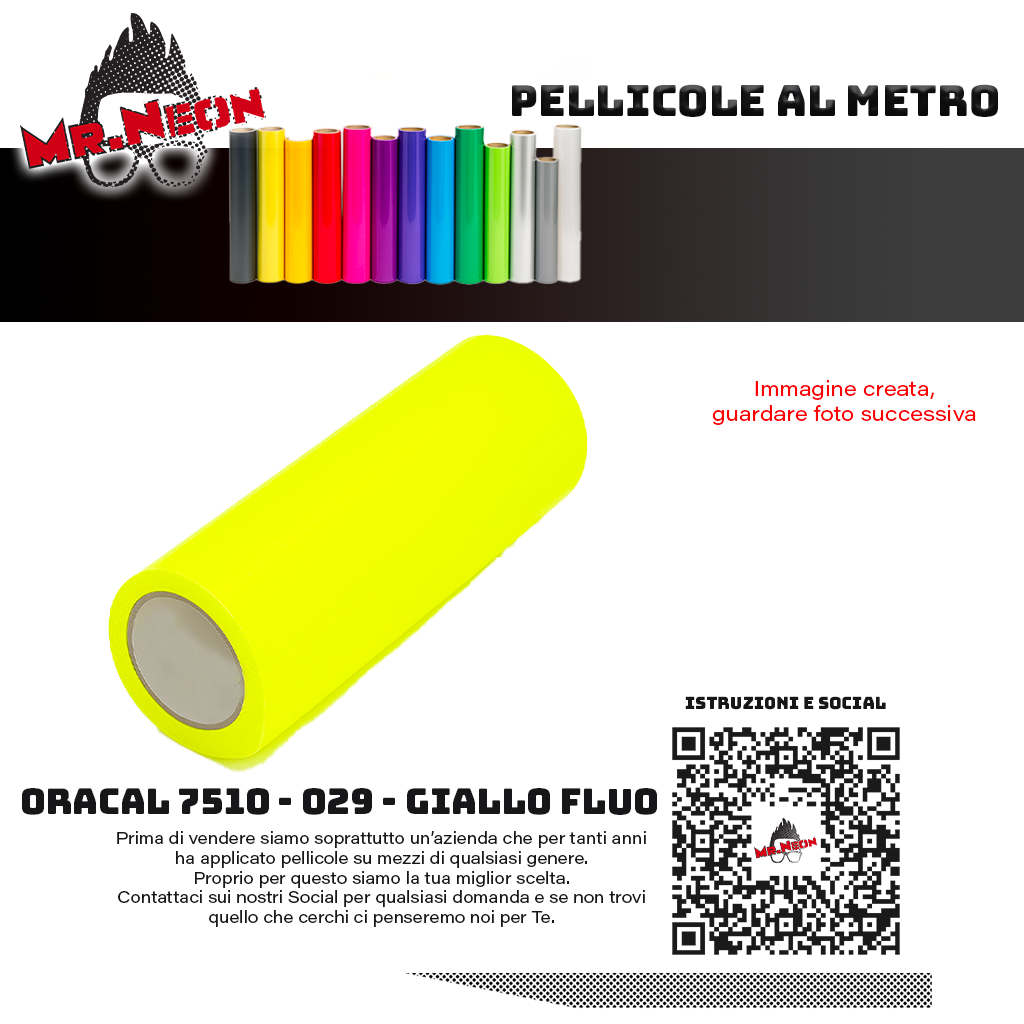 Pellicola adesiva Oracal 7510 Giallo Fluo 029 – Vinile adesivo a metraggio