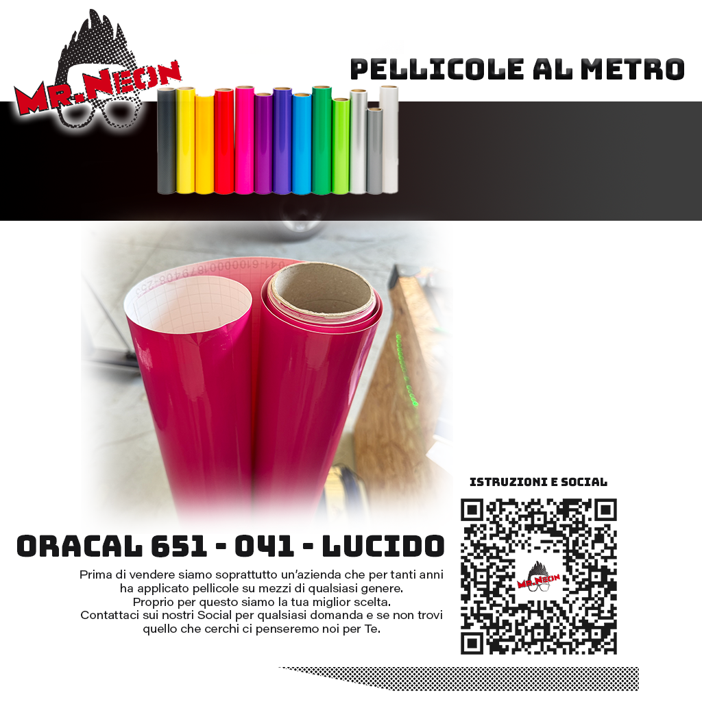 Pellicola adesiva Oracal 651 Fucsia 041 – Vinile adesivo a metraggio