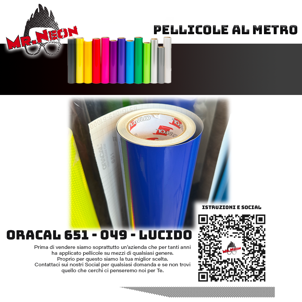 Pellicola adesiva Oracal 651 Blu 049 – Vinile adesivo a metraggio