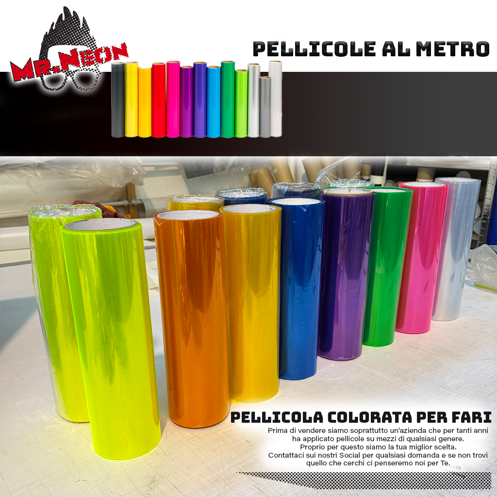 Pellicola Colorata per Fari Auto Giallo Fluo – Vendita a Metraggio | Mr.Neon