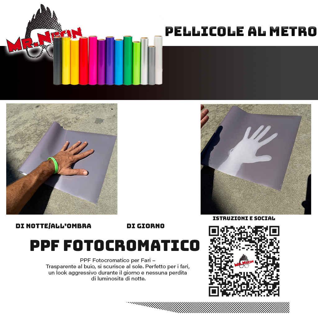 Pellicola PPF Fotocromatica per Fari – Venduta al Metro