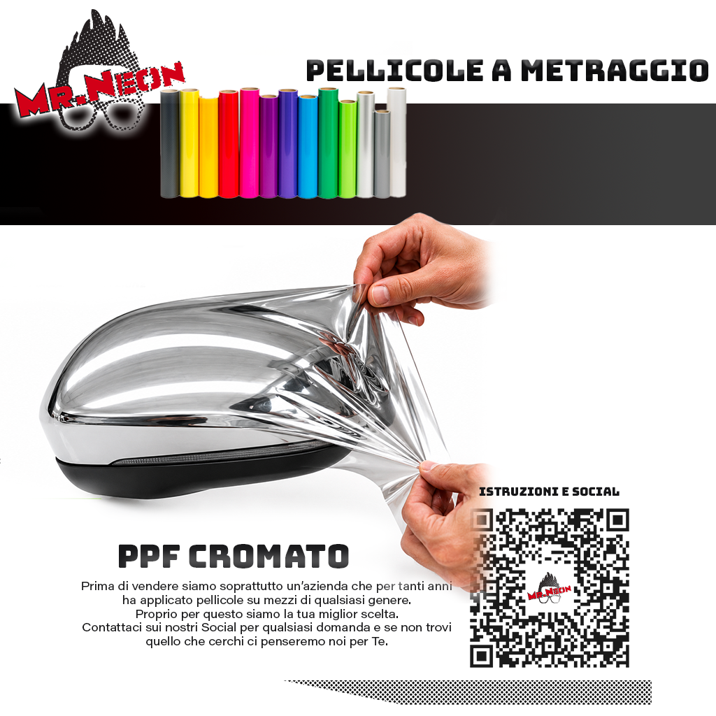 PPF Cromato a Metraggio 152 cm – Pellicola Protettiva Lucida Effetto Specchio