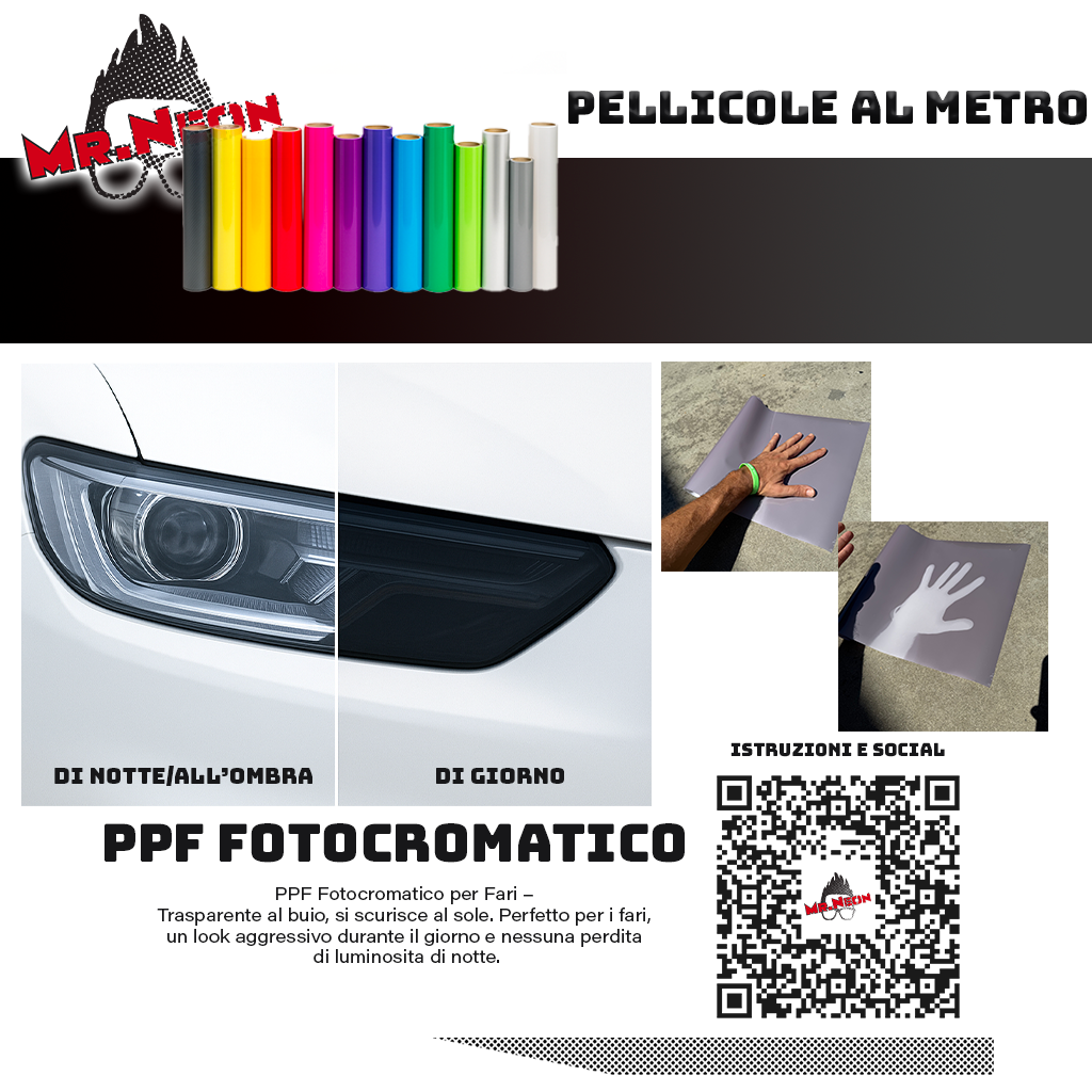 Pellicola PPF Fotocromatica per Fari – Venduta al Metro