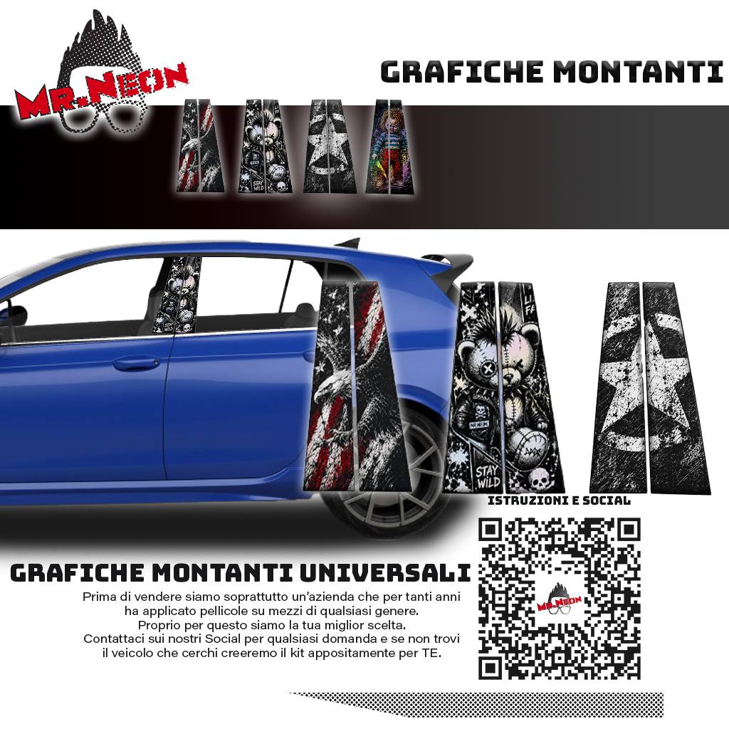 Grafiche Montanti Auto – Kit Universale Personalizzabile