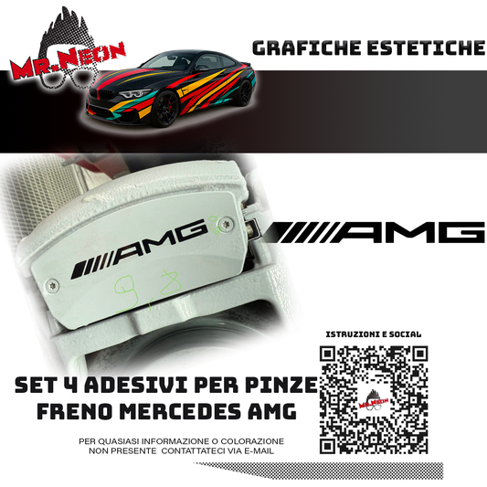 Set 4 Adesivi Pinze Freno AMG – Nero – 9,8 cm – Vinile Alta Resistenza | Mr.Neon
