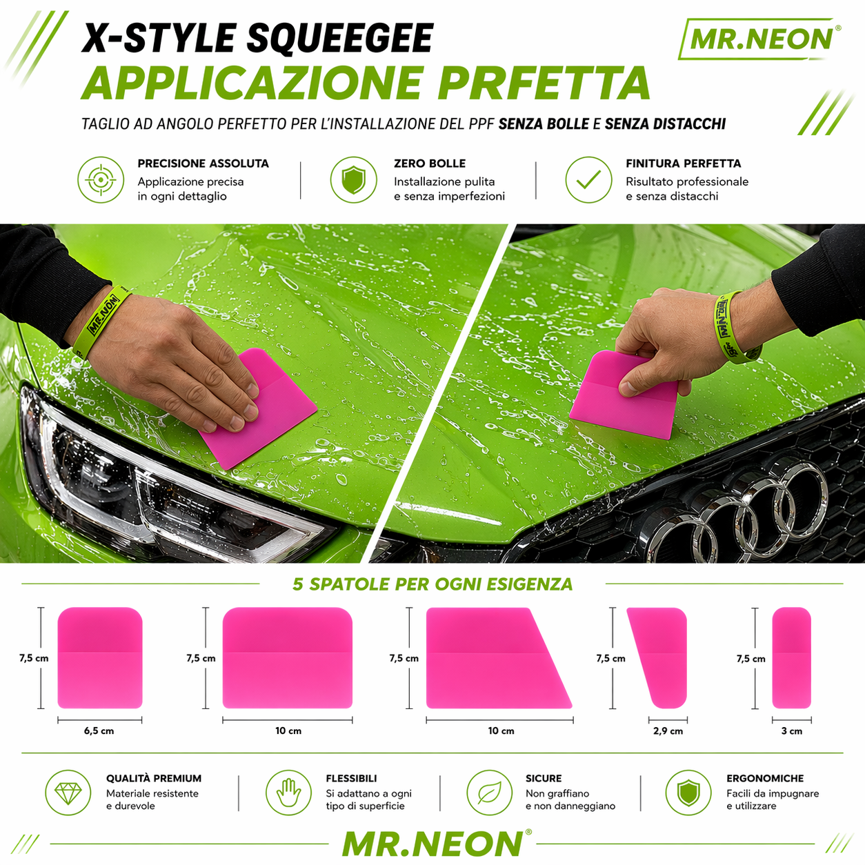 Spatola PPF Professionale Mr.Neon – Applicazione Pellicole Senza Graffi
