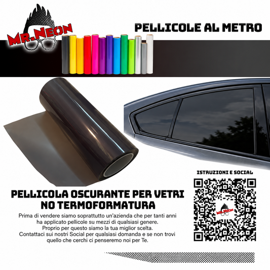 Pellicola Oscurante Vetri Auto in TPU al Metro – 152 cm | Senza Termoformatura | Chiara, Intermedia o Scura