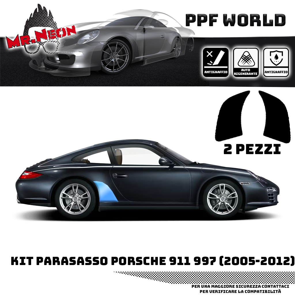 Kit Parassassi Porsche 997 2004-2008 DX + SX – Pellicola Protettiva Trasparente XPEL PPF