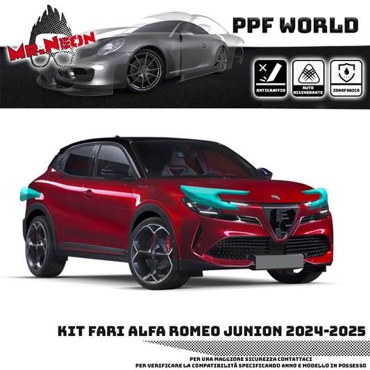 Kit Pellicola Protettiva Fari Alfa Romeo Junior (2024–2025) – PPF Pretagliato
