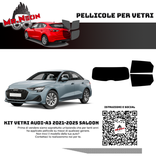 Kit pellicola oscurante posteriore pretagliato per Audi A3 2021-2025 Saloon