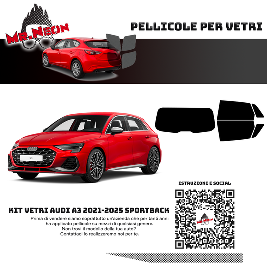 Kit pellicola oscurante posteriore pretagliato per Audi A3 2021-2025 Sportback