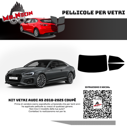 Kit pellicola oscurante posteriore pretagliato per Audi A5 2018-2025 Coupè