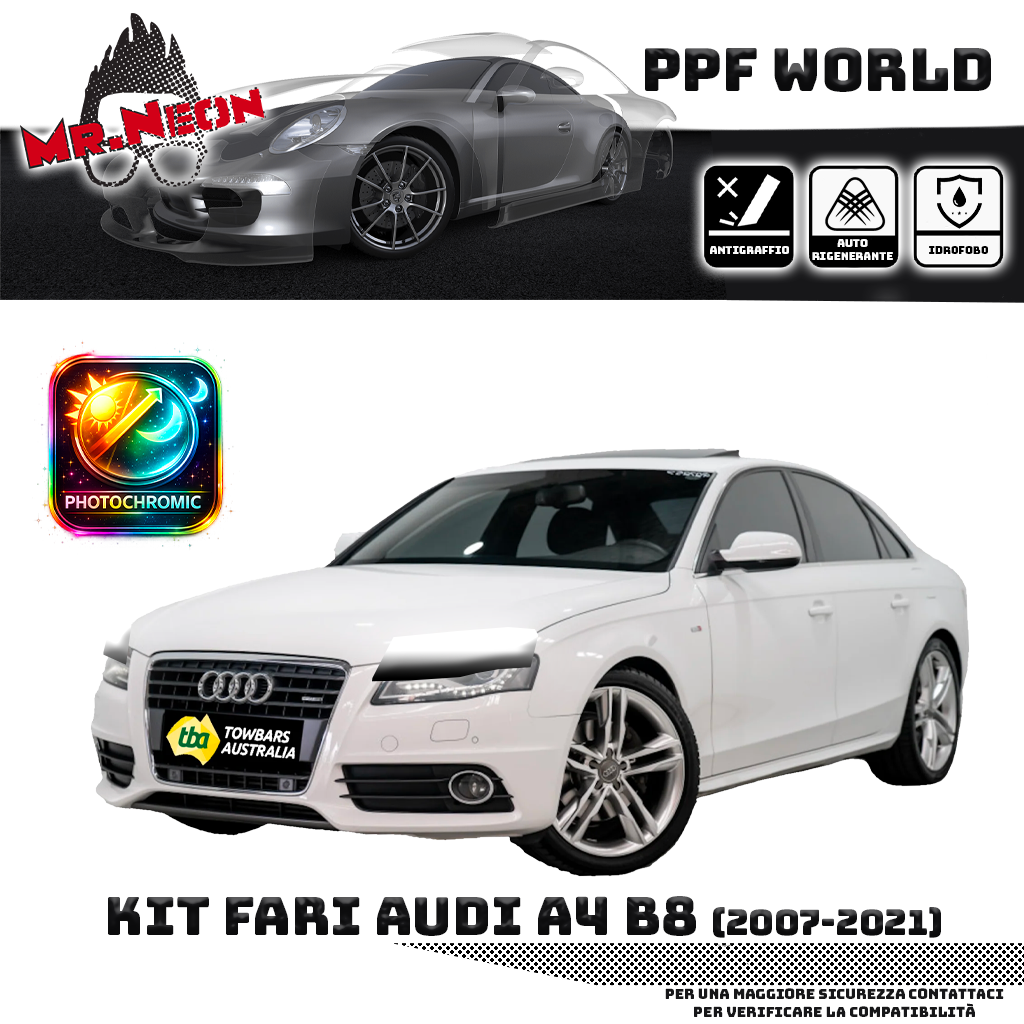 Kit PPF Fari Anteriori compatibile con Audi A4 B8 (2007–2011) – Pellicola Protettiva Pretagliata