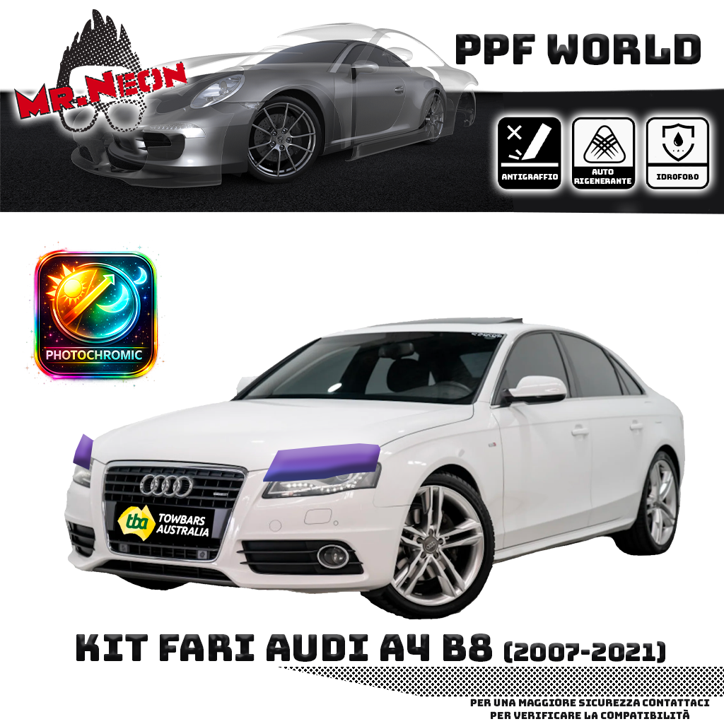 Kit PPF Fari Anteriori compatibile con Audi A4 B8 (2007–2011) – Pellicola Protettiva Pretagliata