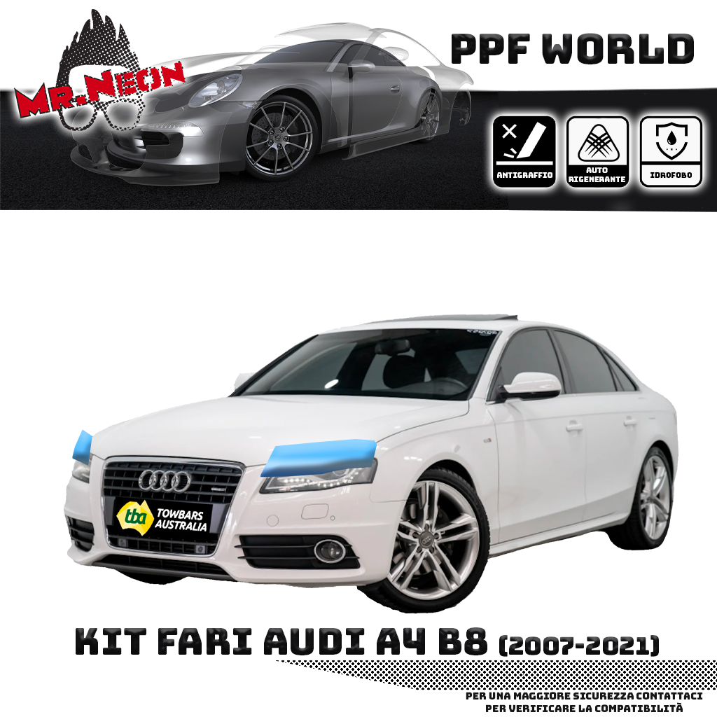 Kit PPF Fari Anteriori compatibile con Audi A4 B8 (2007–2011) – Pellicola Protettiva Pretagliata