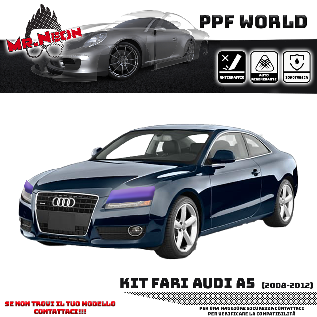 Kit PPF Fari Anteriori compatibile con Audi A5 (2008–2012) – Pellicola Protettiva Pretagliata
