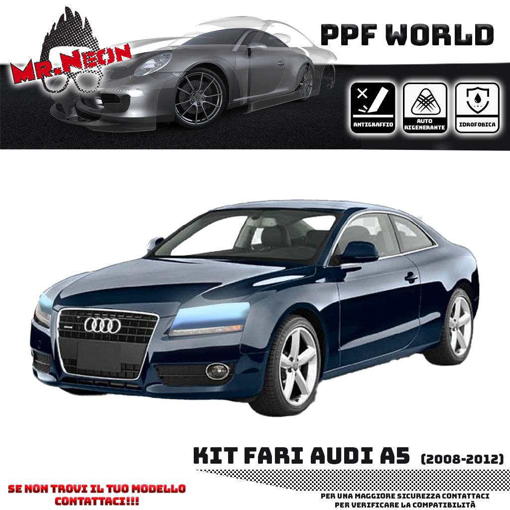 Kit PPF Fari Anteriori compatibile con Audi A5 (2008–2012) – Pellicola Protettiva Pretagliata