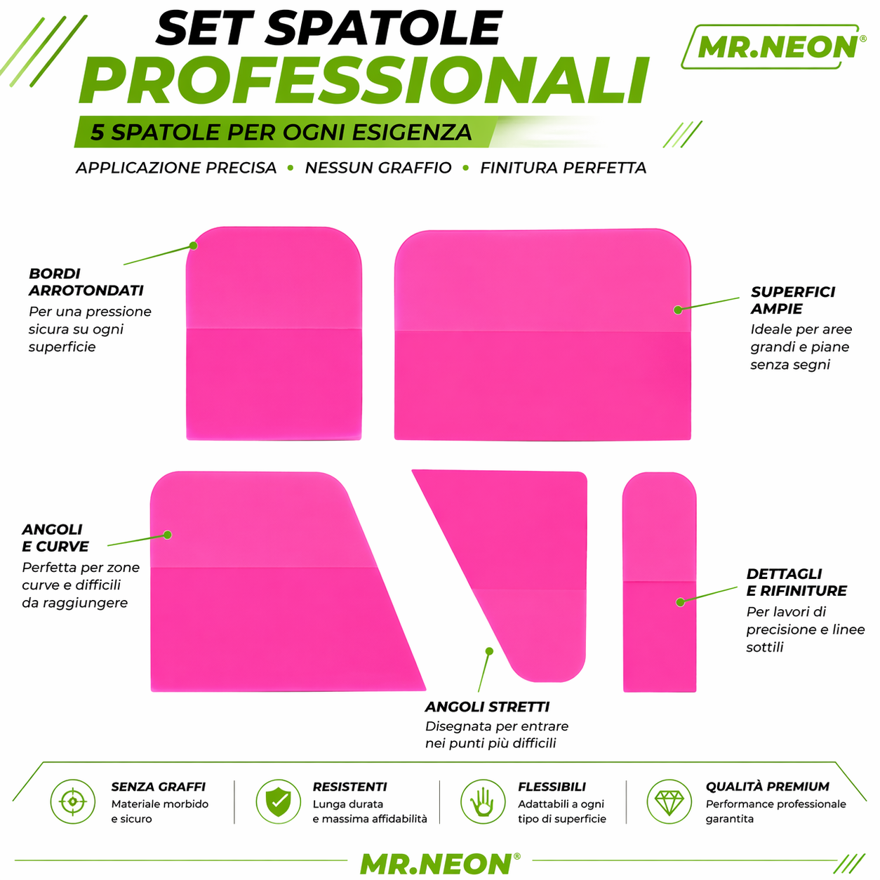 Spatola PPF Professionale Mr.Neon – Applicazione Pellicole Senza Graffi