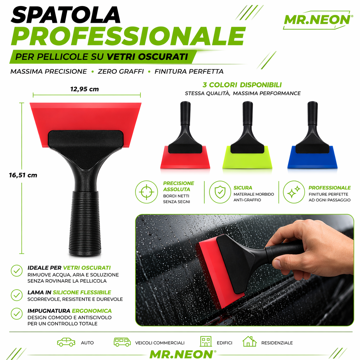 Spatola PPF Professionale con Manico – Silicone Anti Graffio per Pellicole Vetri e Wrapping