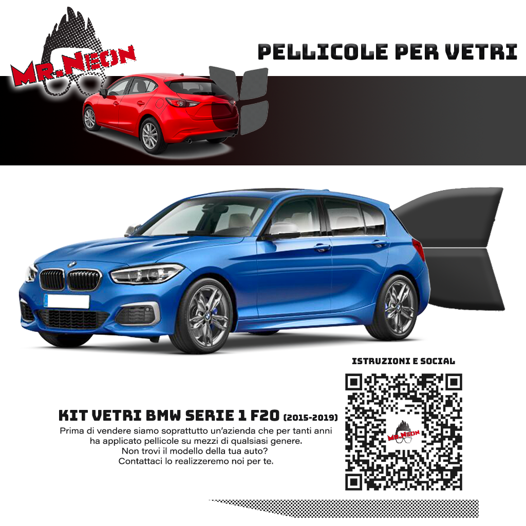 Kit Pellicole Oscuramento Vetri Anteriori BMW Serie 1 F20 2015-2019 – Pretagliati