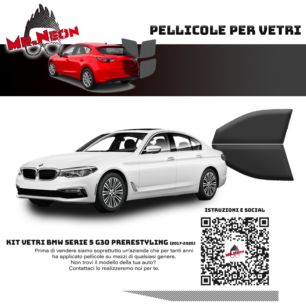 Kit Oscuramento Vetri Anteriori BMW Serie 5 G30 Berlina 2017-2020 – TPU Pretagliato