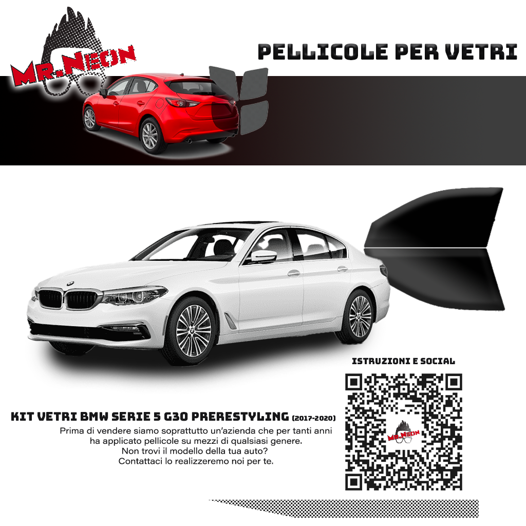 Kit Oscuramento Vetri Anteriori BMW Serie 5 G30 Berlina 2017-2020 – TPU Pretagliato